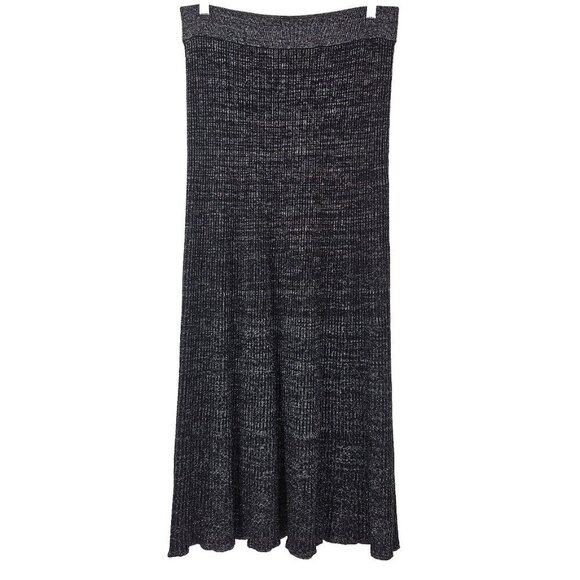 Free People Shine Bright Metallic Ribbed Maxi Skirt Black Women's Size M Knit - Picture 4 of 11